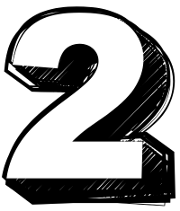 Black and white number '2' with a sketched effect