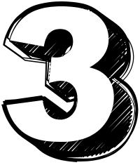 Black number '3' on a white background