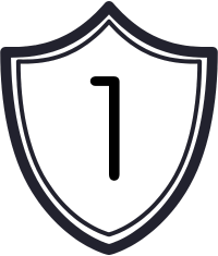 Shield icon with the number '1' inside, on a white background